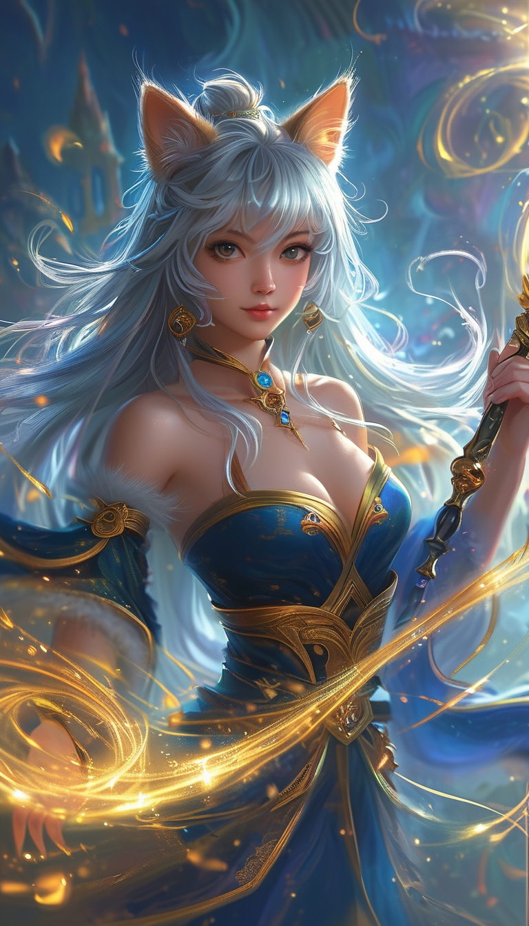 Anime catgirl mage character